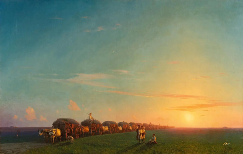 Weites Landschaft mit Siedlern - Ivan Aïvazovski