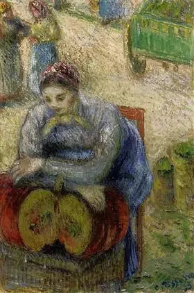 Kürbisverkäuferin auf dem Markt - Camille Pissarro