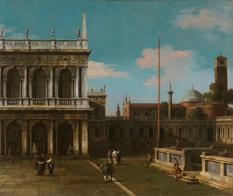 Venedig : Capriccio der Piazzetta mit der Libreria - Canaletto