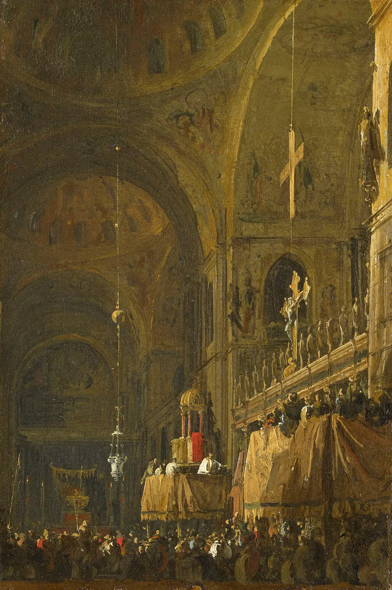 Venedig : Innenansicht von San Marco bei Nacht - Canaletto