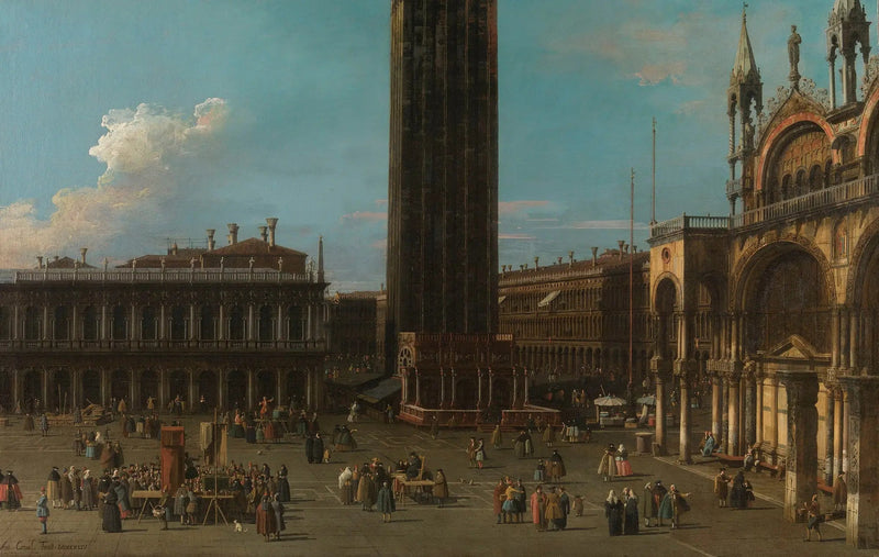 Venedig : der Piazza de la Piazzetta mit dem Glockenturm und der Seite von San Marco - Canaletto