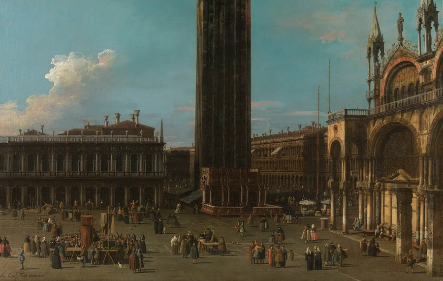 Venedig : der Piazza de la Piazzetta mit dem Glockenturm und der Seite von San Marco - Canaletto