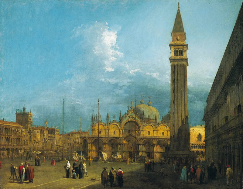 Venedig : der Markusplatz mit der Basilika und dem Campanile - Canaletto