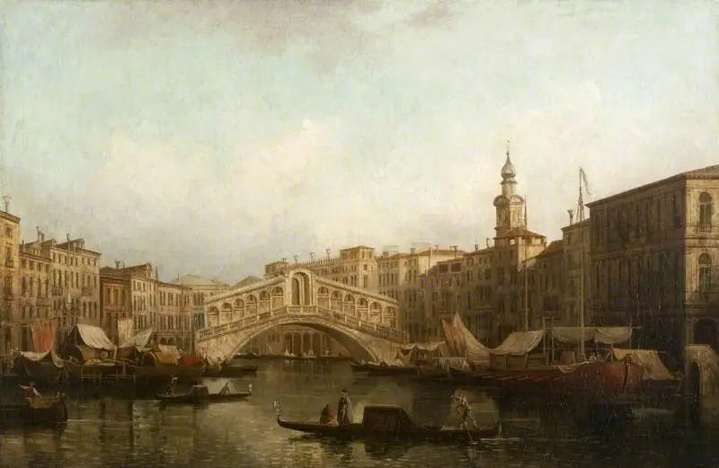 Venedig : Der Große Kanal, mit der Rialto-Brücke gesehen vom Süden - Canaletto