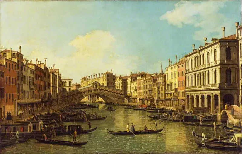 Venedig : der Große Kanal des Palastes Dolfin-Manin in Richtung Rialto-Brücke - Canaletto