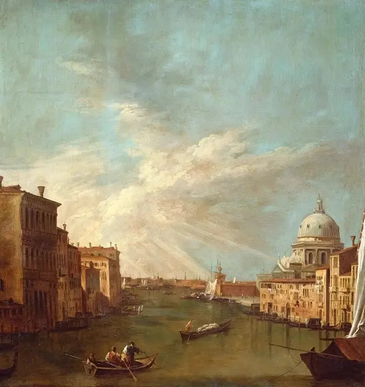 Venedig : der Große Kanal in Richtung Bacino, mit Santa Maria della Salute - Canaletto