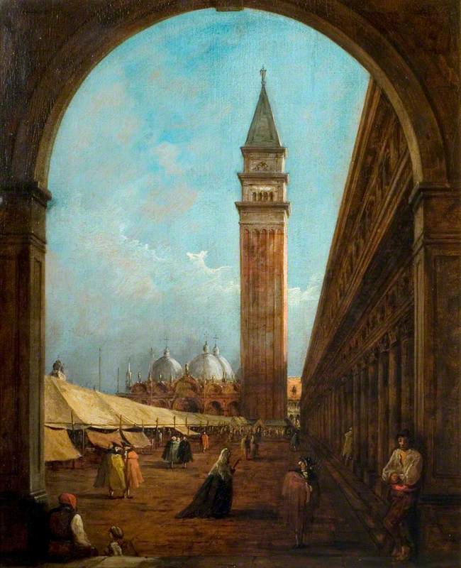 Venedig: eine Messe auf dem Markusplatz gesehen durch einen Bogen im Südwesten - Francesco Guardi
