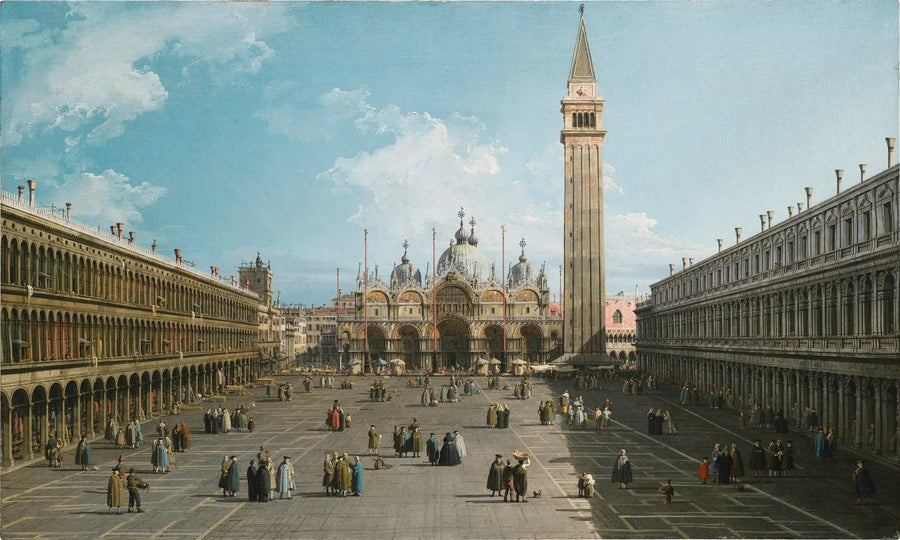 Venedig: eine Ansicht des Markusplatzes, nach Osten blickend in Richtung der Basilika - Canaletto