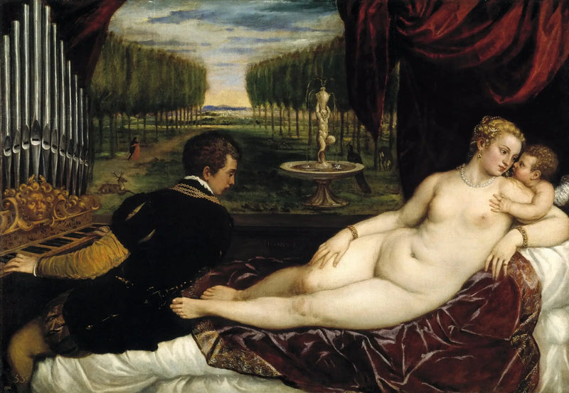 Venus mit einem Organisten und Cupid - Titian