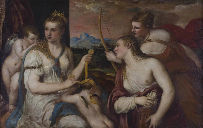 Venus banding the eyes of Cupid - Titian