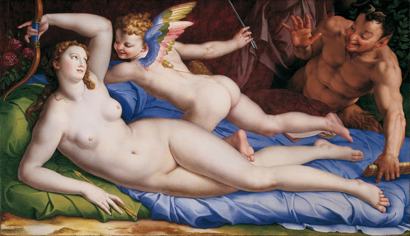 Venus, Amor und Satyr - Bronzino