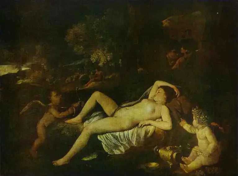 Schlafende Venus mit Amor - Nicolas Poussin