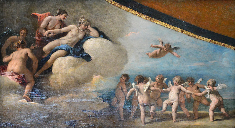 Venus umgeben von Nymphen, die eine Runde von Amorinnen beobachten - Sebastiano Ricci