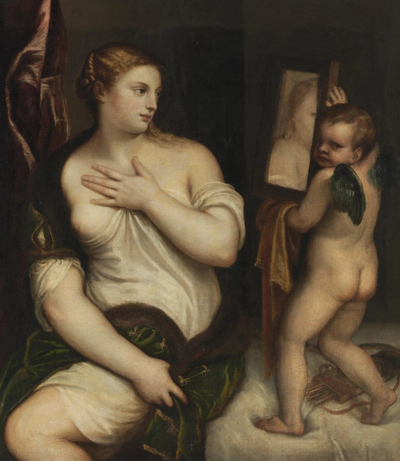 Venus und Cupido mit einem Spiegel - Titian