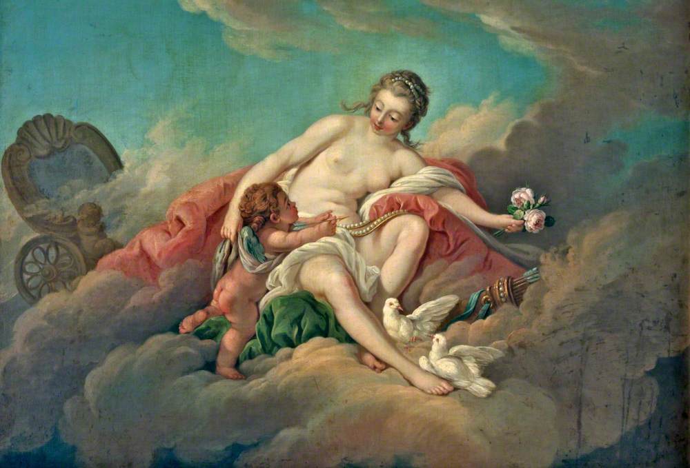 Venus und Cupido in den Wolken - François Boucher