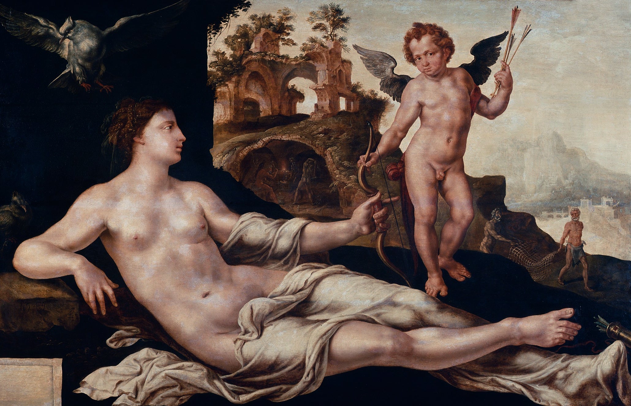 Vénus et Cupidon - Maarten van Heemskerck image 1 reproduction d’œuvre d’art à l’huile