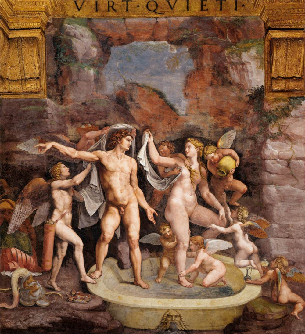 Vénus et Mars se baignent - Giulio Romano image 1 copie peinte à la main à l’huile