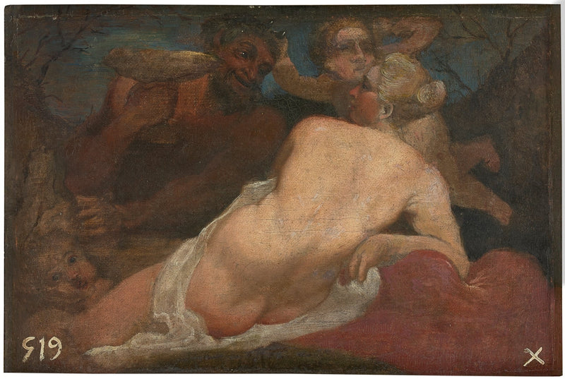 Venus und ein Satyr - Annibale Carracci