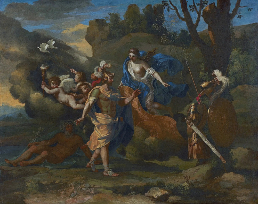 Vénus présente à Énée les armes forgées par Vulcain - Nicolas Poussin image 1 tableau peint à l’huile sur toile