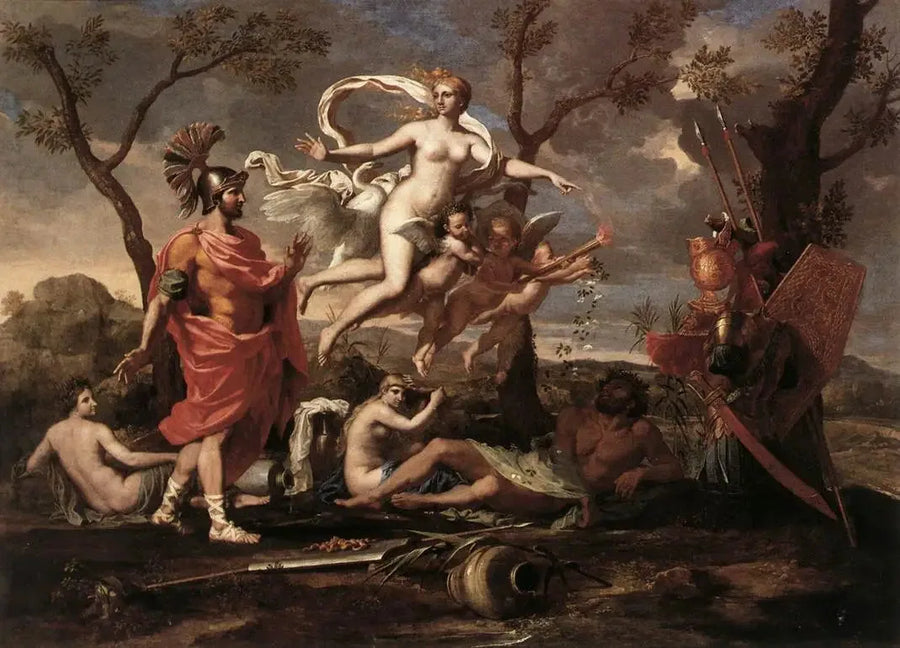 Venus zeigt Äneas die von Vulkan geschmiedeten Waffen - Nicolas Poussin