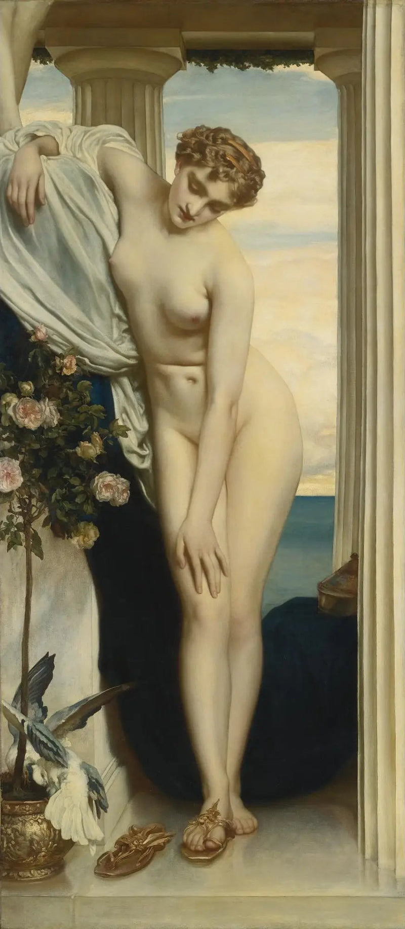 Venus beim Ausziehen für das Bad - Frederic Leighton