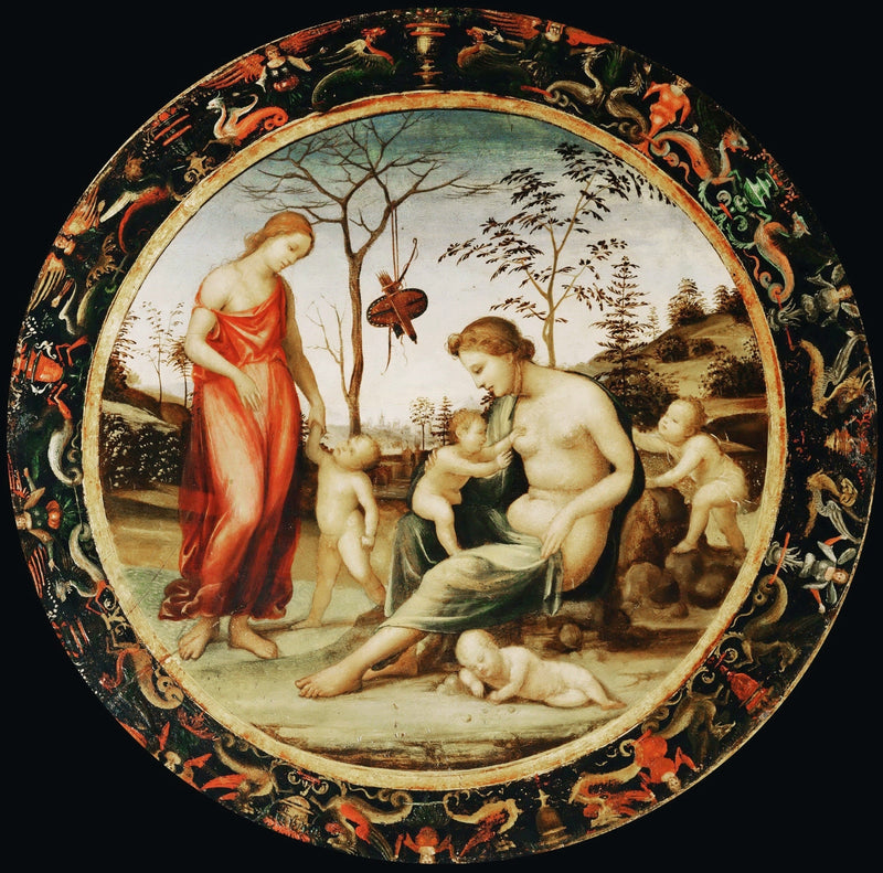 irdische Venus mit Eros und himmlische Venus mit Antéros und zwei weiteren Amorinnen - Il Sodoma (Giovanni Antonio Bazzi)
