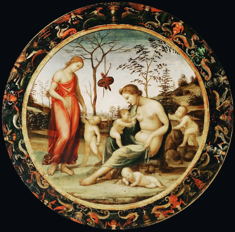 irdische Venus mit Eros und himmlische Venus mit Antéros und zwei weiteren Amorinnen - Il Sodoma (Giovanni Antonio Bazzi)