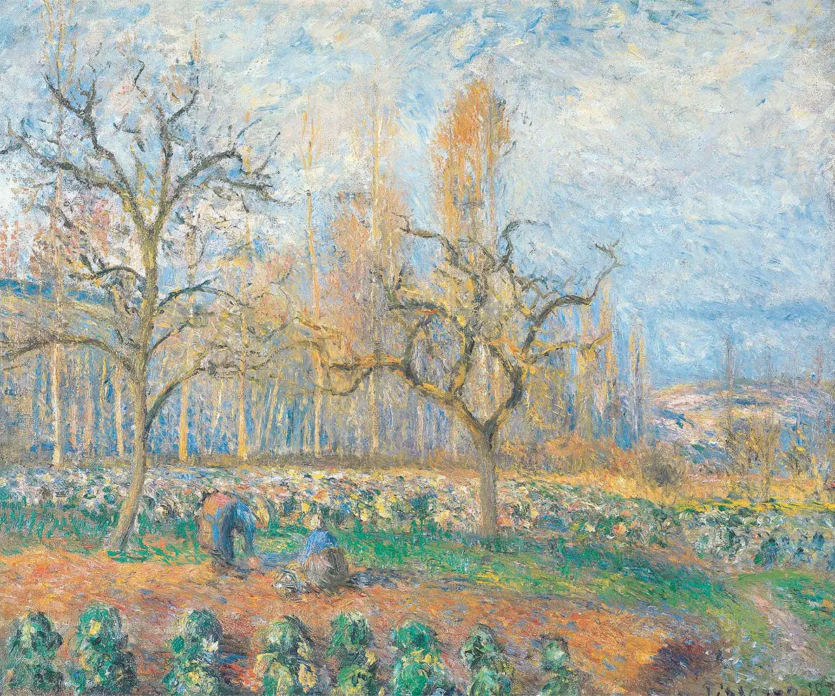Verger à Pontoise, soleil couchant - Camille Pissarro image 1 reproduction de peinture à l’huile