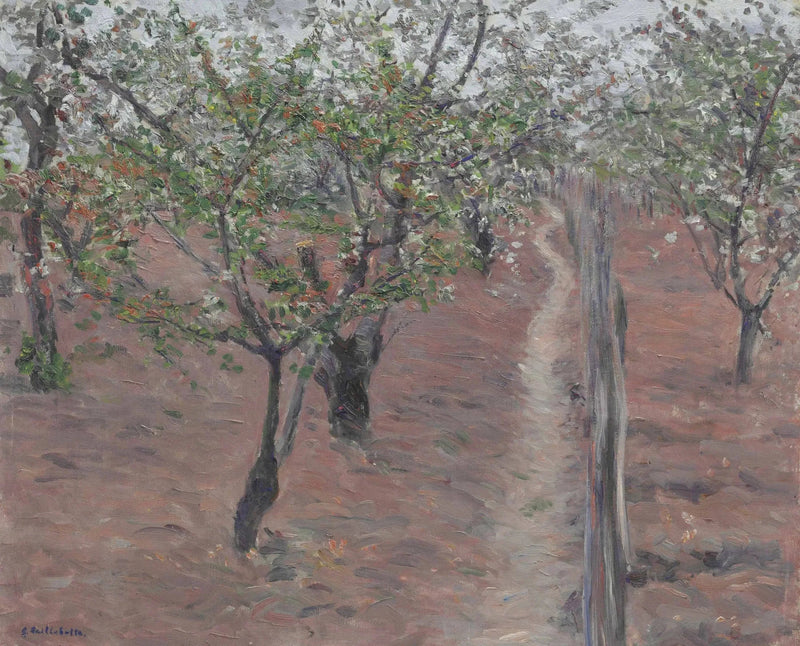Obstgarten, blühende Bäume, Petit Gennevilliers - Gustave Caillebotte