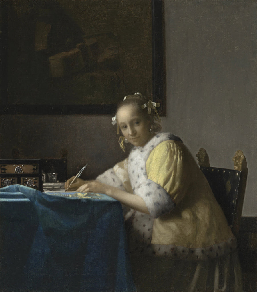 Junge Frau, die einen Brief schreibt - Johannes Vermeer