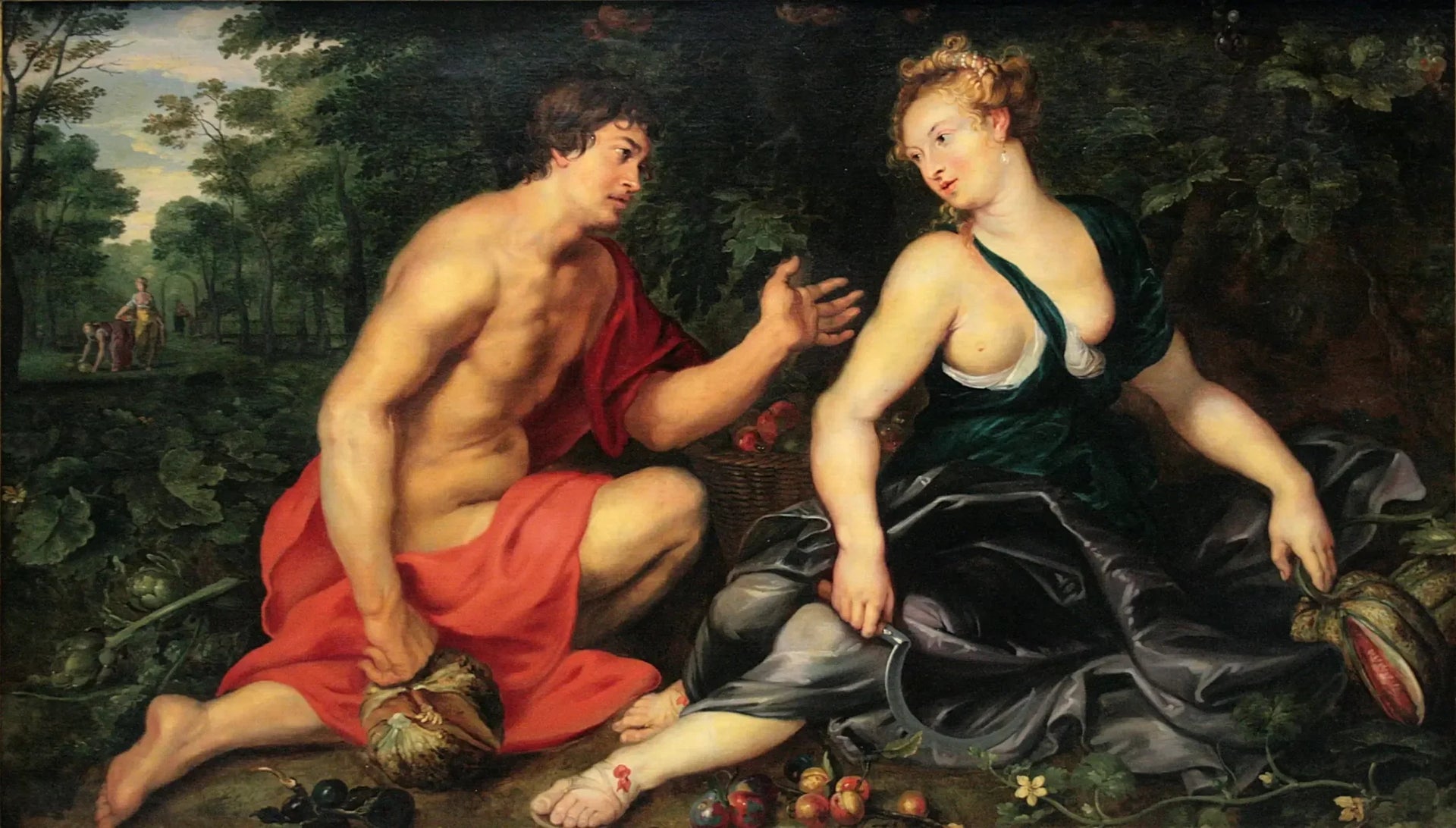 Vertumne et Pomone - Peter Paul Rubens image 1 reproduction artisanale de tableau