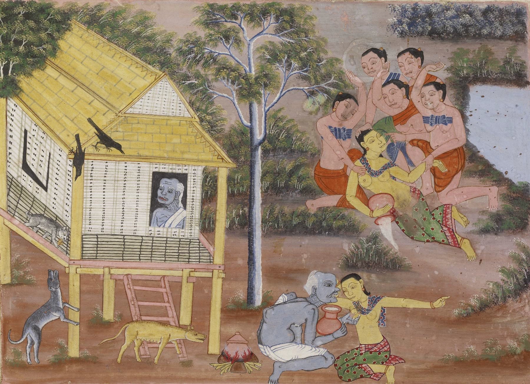 Vessantara Jataka : Jujaka et Amittapana, Artiste thaïlandais anonyme, XIXe siècle