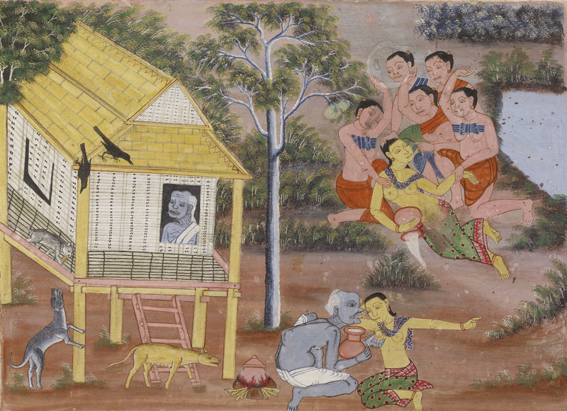 Vessantara Jataka : Jujaka et Amittapana - Artiste thaïlandais anonyme