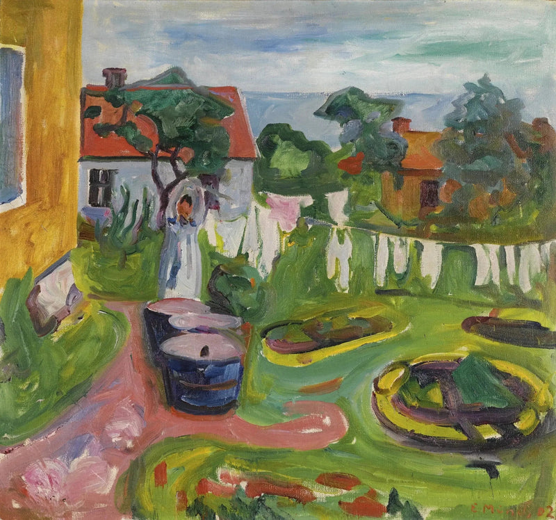 Kleidung auf einer Leine in Åsgårdstrand - Edvard Munch