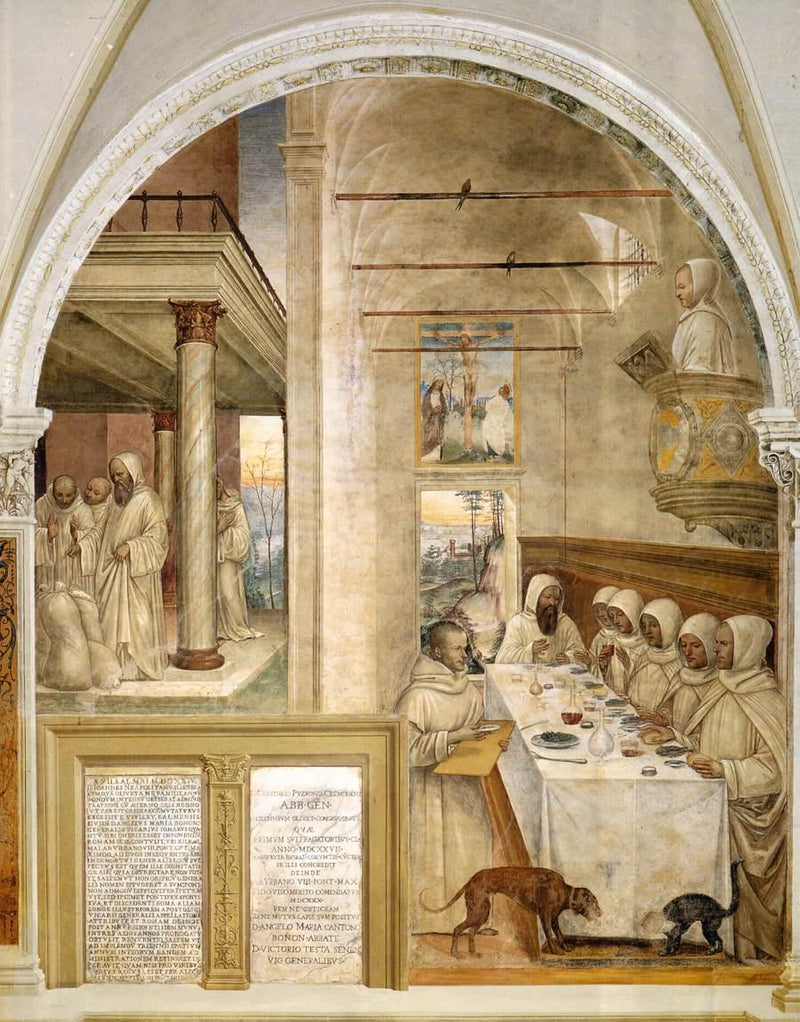 Leben des heiligen Benedikt, Szene 31: Benedikt ernährt den Mönch - Il Sodoma (Giovanni Antonio Bazzi)