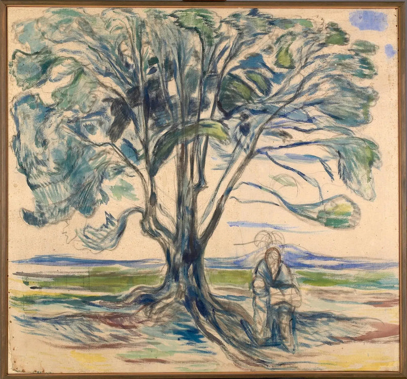 Alter Mann, der unter einem Baum sitzt - Edvard Munch