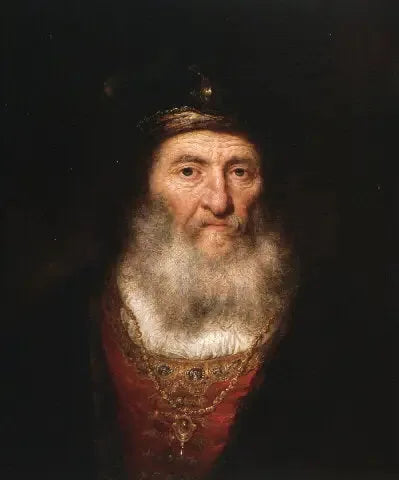 Alter Mann mit Bart und Barett, der ein Medaillon trägt - Rembrandt