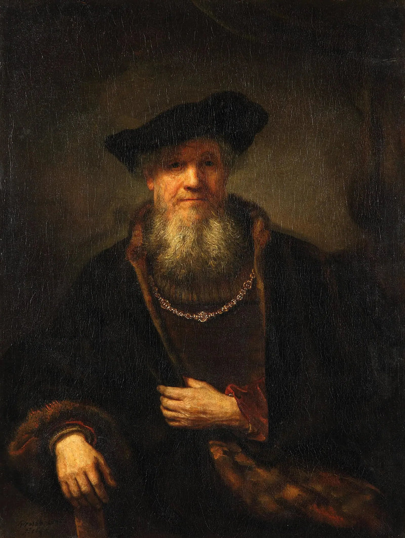 Alter Mann mit einem Pelzmantel - Rembrandt
