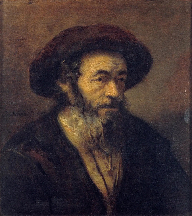 Alter Mann mit Bart, der nach rechts schaut - Rembrandt