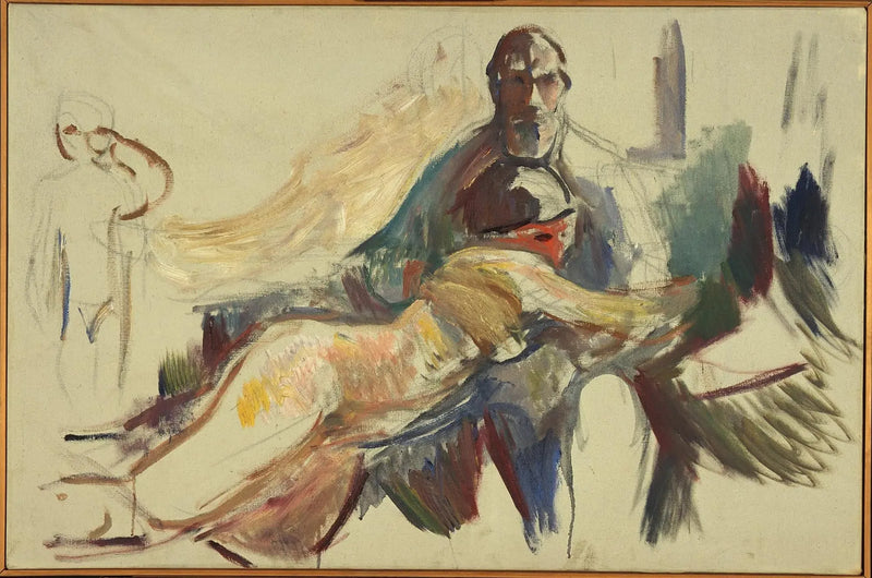 Alter Mann mit einer nackten Frau in seinen Armen - Edvard Munch