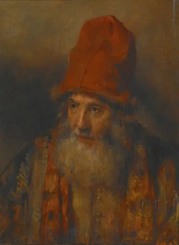 Alter Mann mit einer großen, mit Pelz besetzten Mütze - Rembrandt