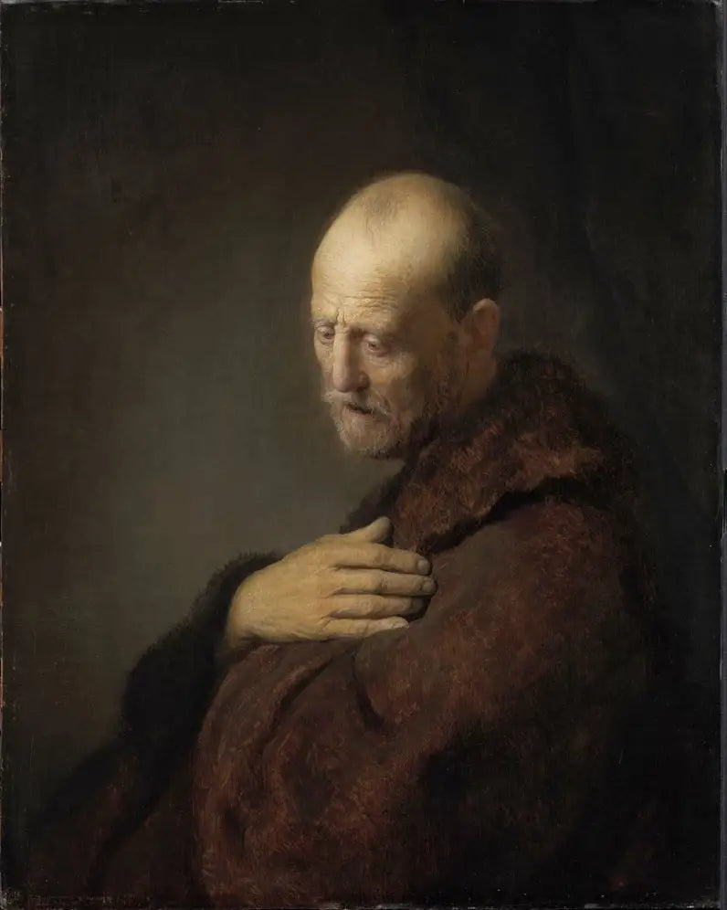 Vieil homme en prière - Rembrandt image 1 copie peinte à la main à l’huile