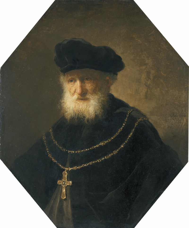 Büste eines Mannes mit einer goldenen Kette und einem Kreuz - Rembrandt