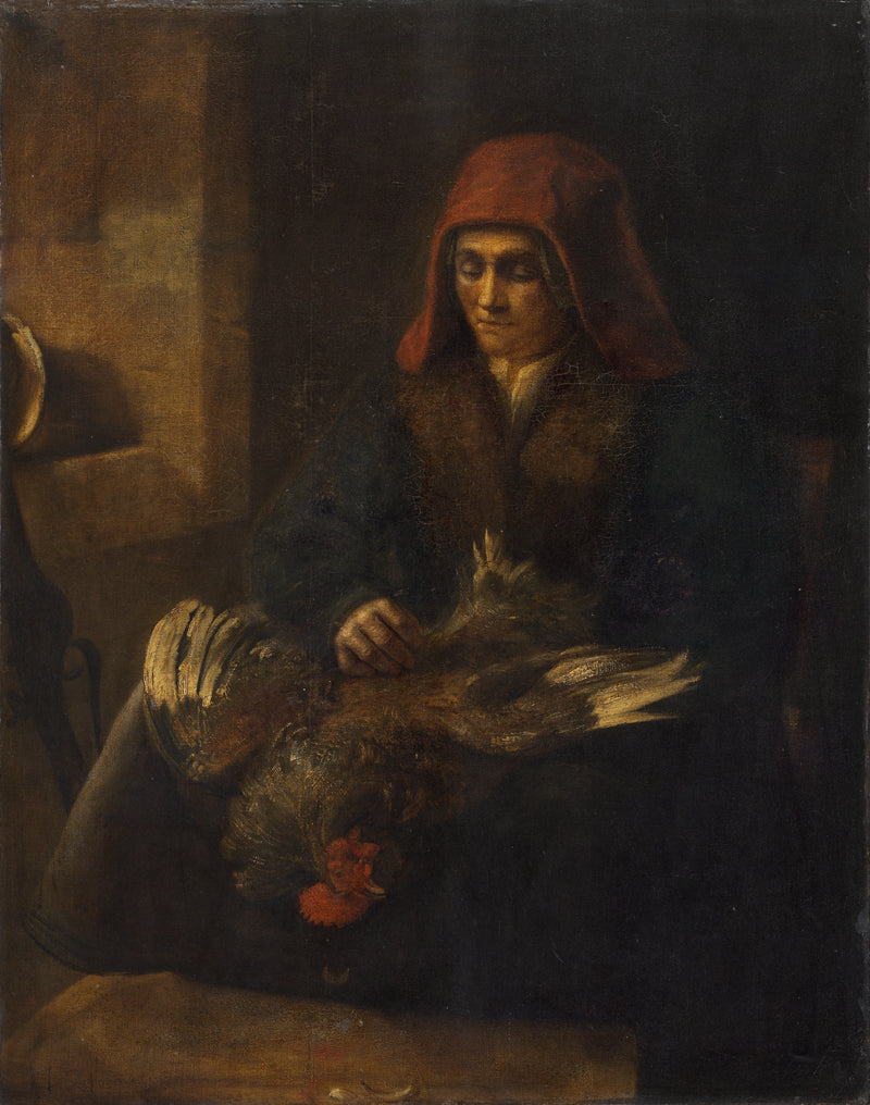 Frau beim Rupfen eines Geflügels - Rembrandt