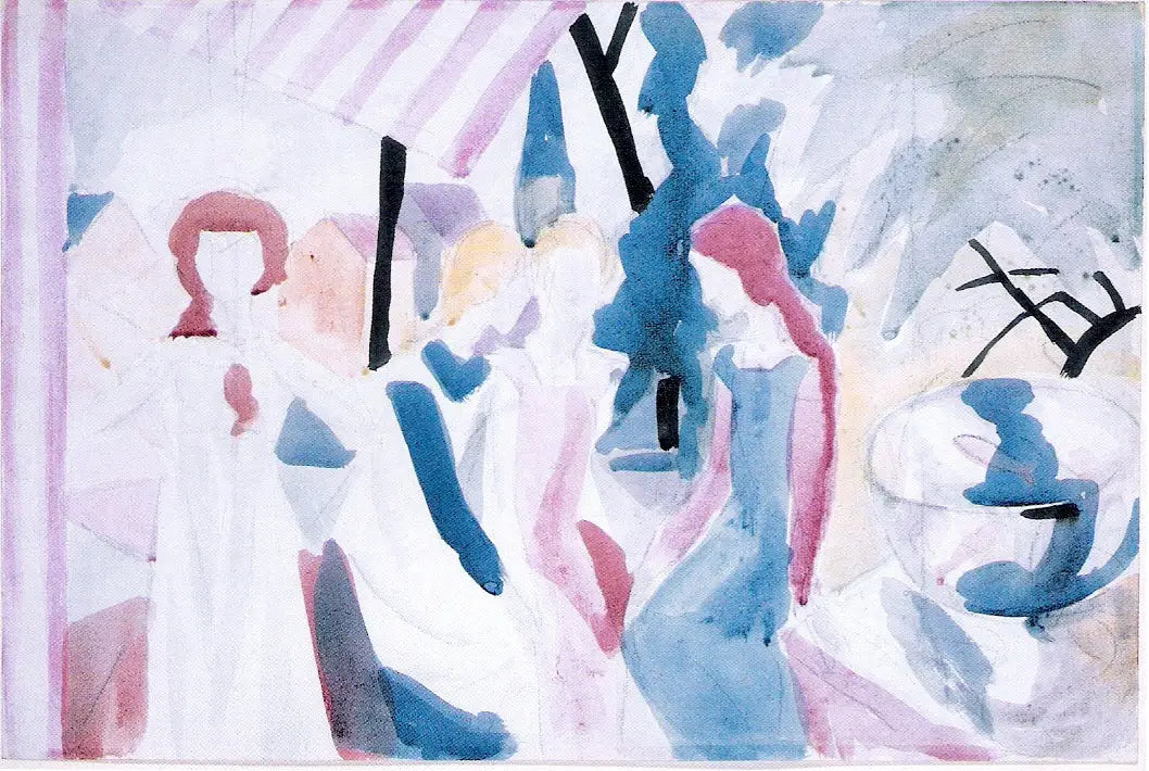Vier Mädchen auf einer Altane - August Macke image 1 reproduction artisanale de tableau