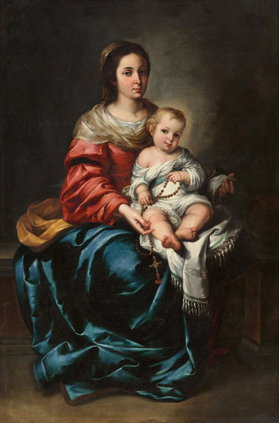 Jungfrau mit Kind, mit Rosenkranz - Bartolomé Esteban Murillo