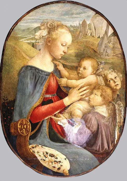 Vierge à l'Enfant avec deux anges - Sandro Botticelli image 1 tableau peint à l’huile sur toile