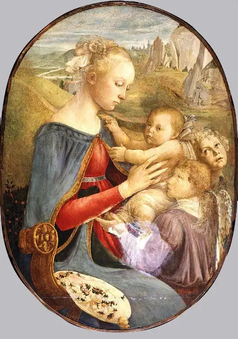 Vierge à l'Enfant avec deux anges - Sandro Botticelli image 1 tableau peint à l’huile sur toile