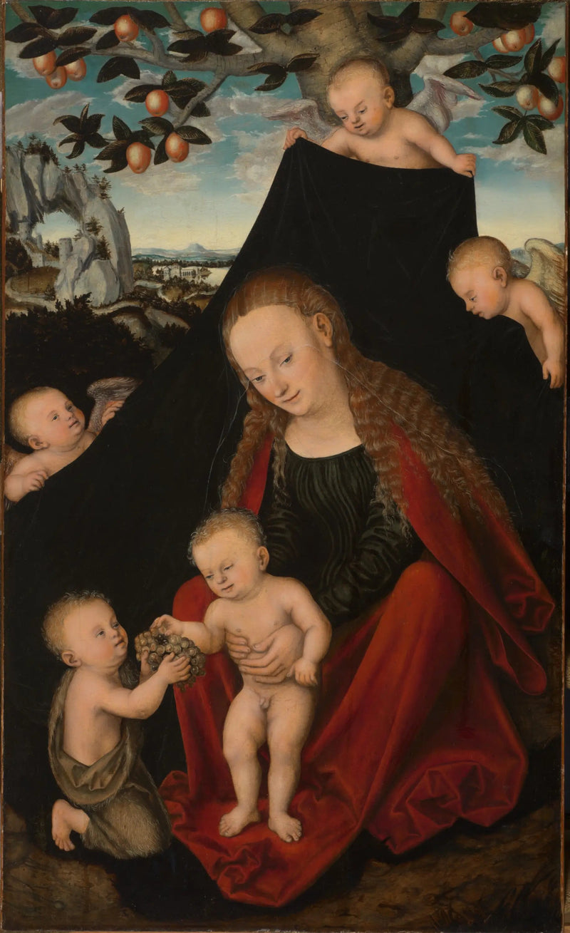 Jungfrau mit Kind mit dem jungen Johannes dem Täufer und Engeln - Lucas Cranach der Ältere