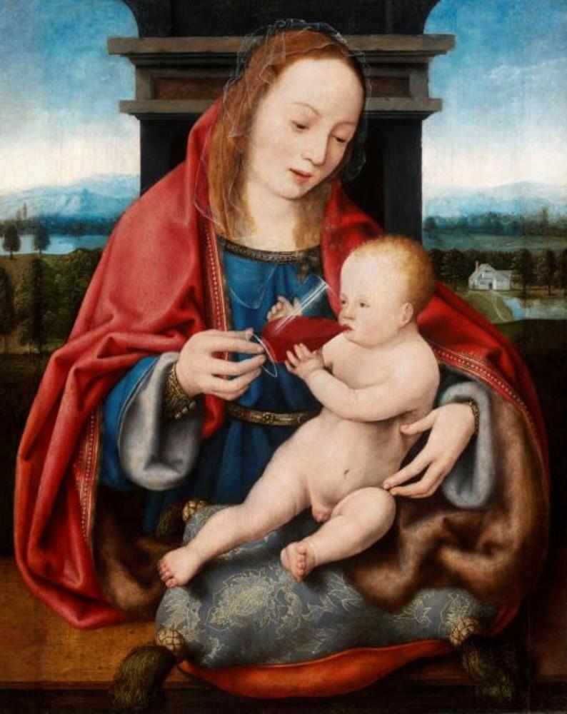 Vierge à l'Enfant avec le vin - Joos van Cleve image 1 tableau peint à l’huile sur toile